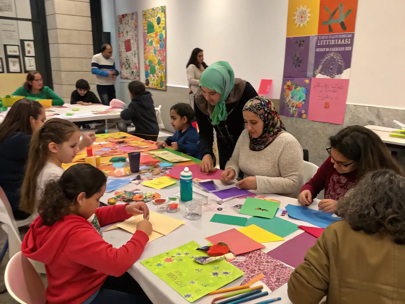 A picture of children participating in a historical workshop, learning about local traditions and crafts.
